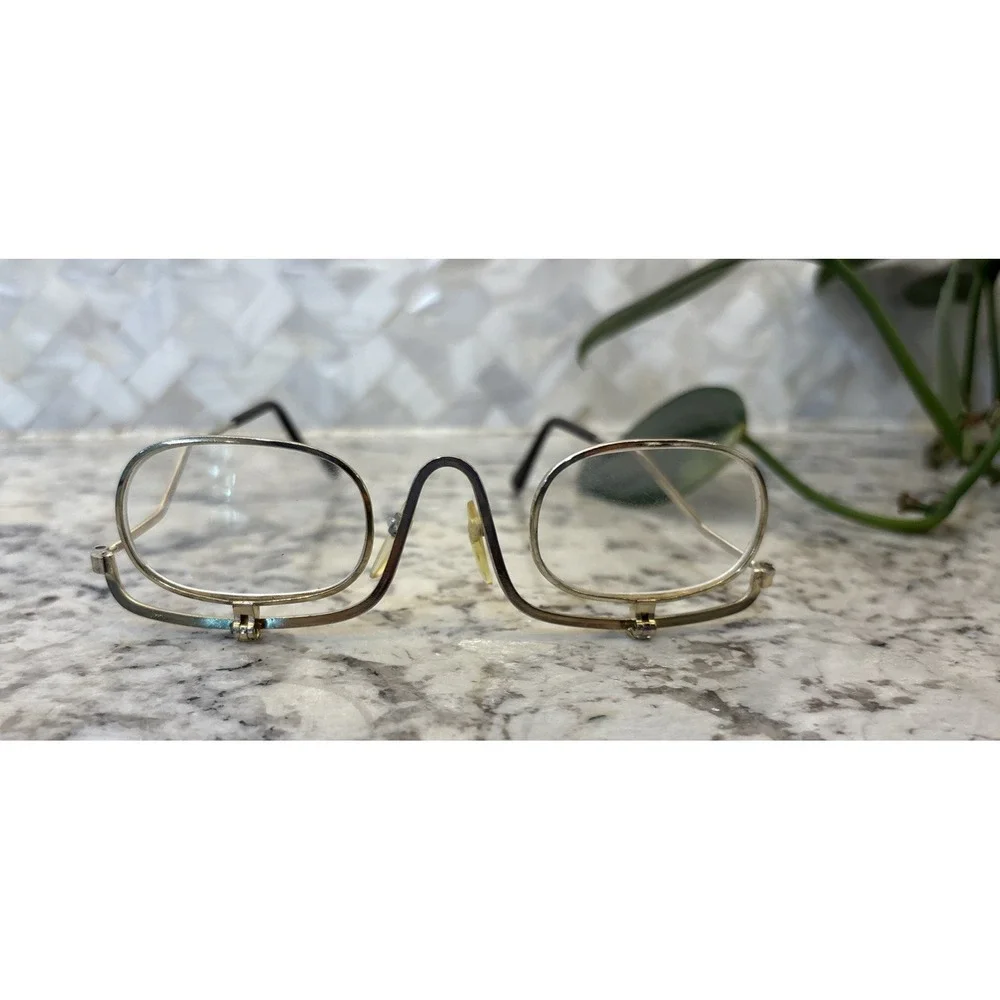 Vintage Reading Glasses Flip Down Lenses Gold‎ Tone Metal 1960s Steampunk
